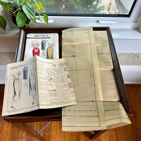 Vintage 1950s Advance Easy Sew Maternity Pencil Skirt Pattern 7881 Waist 26 - Picture 7 of 7